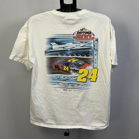 Vintage Jeff Gordon Shirt Mens Large White NASCAR Daytona 500 Chase Graphic Tee - Picture 2 of 9